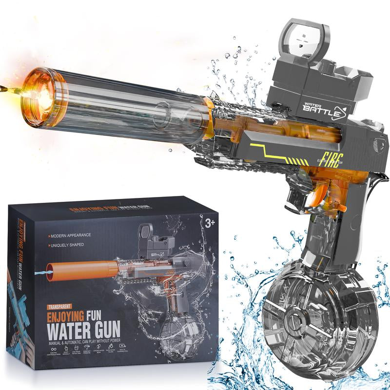 Electric Water Blaster with LED Lights, Water Shooter Powerful Squirt Water Pistol for Kids/Aldults, Long Range Shoot Reach 26-35Ft, High Powered IP67 Waterproof for Summer, Outdoor,Party,Birthday Gift, Swimming Pools Toy